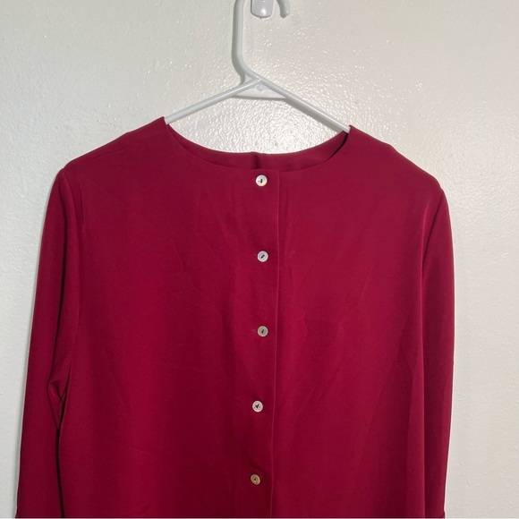 Carmen Marc Valvo Burgundy Blouse Bell Sleeve Button Back 10 - Picture 6 of 10